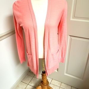 Loft Open Front Cardigan, Coral, Medium, NWT